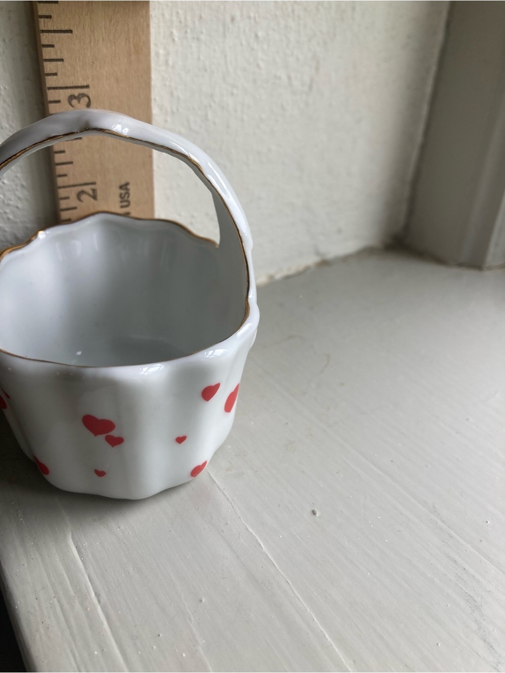 Lefton China Valentine Hearts Small Ceramic Basket Hand Painted - Picture 7 of 7